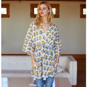 Emerson Fry Floral Kimono Top - White and Yellow